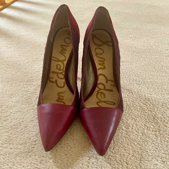 Sam Edelman burgundy/ oxblood pointy toe heels - Picture 2 of 4